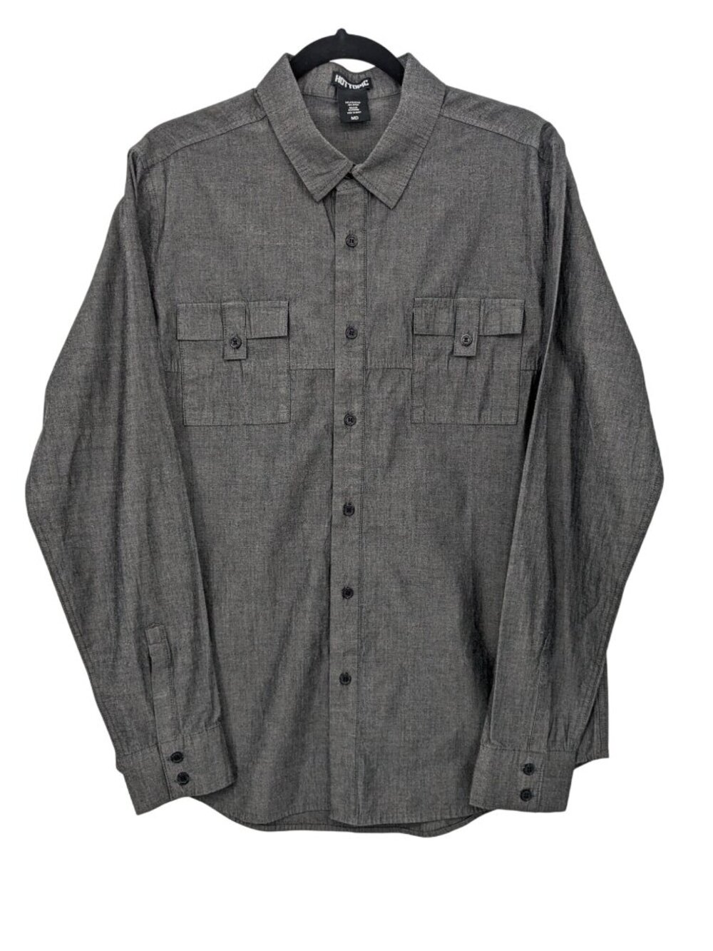Utility Button Up Shirt Workwear Gorpcore Casual Minimalist Pockets Goth Medium